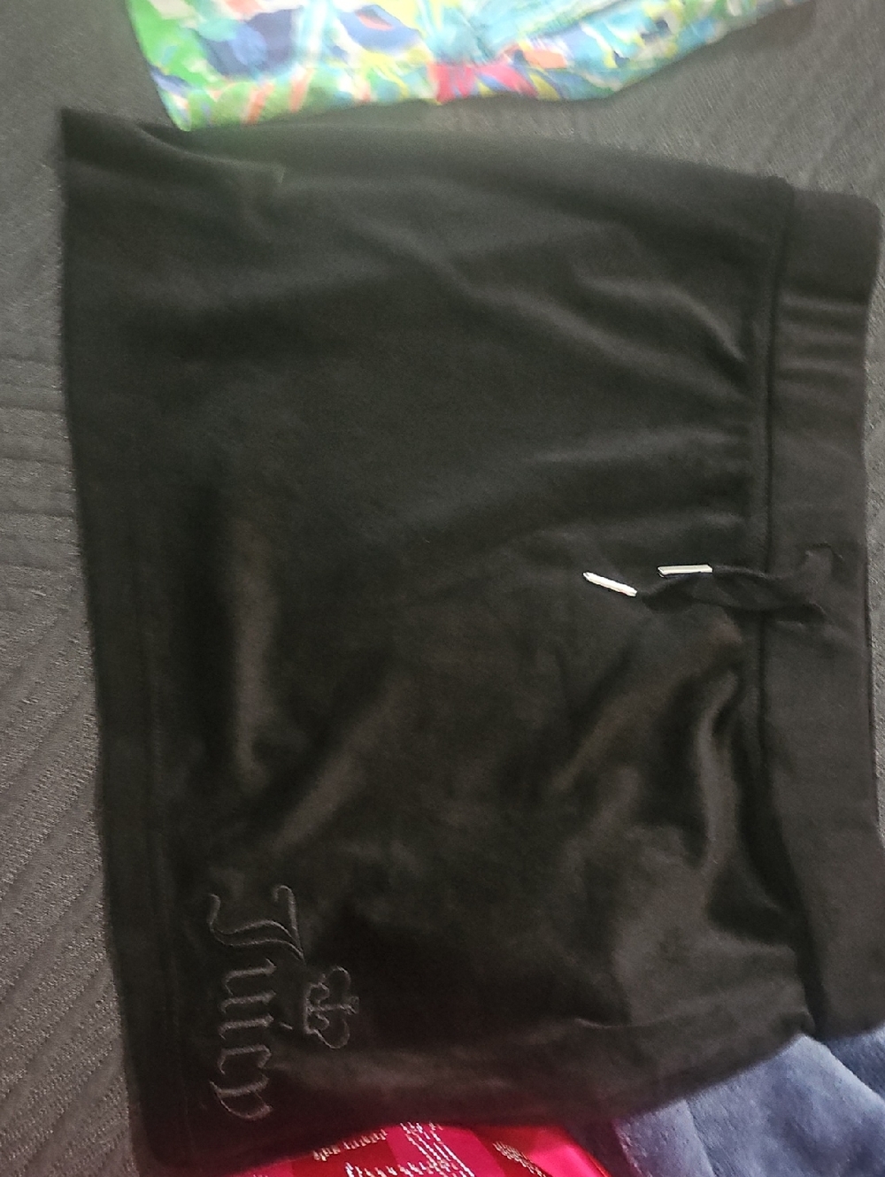Juicy Couture Black Velour Mini Skirt with Drawstring